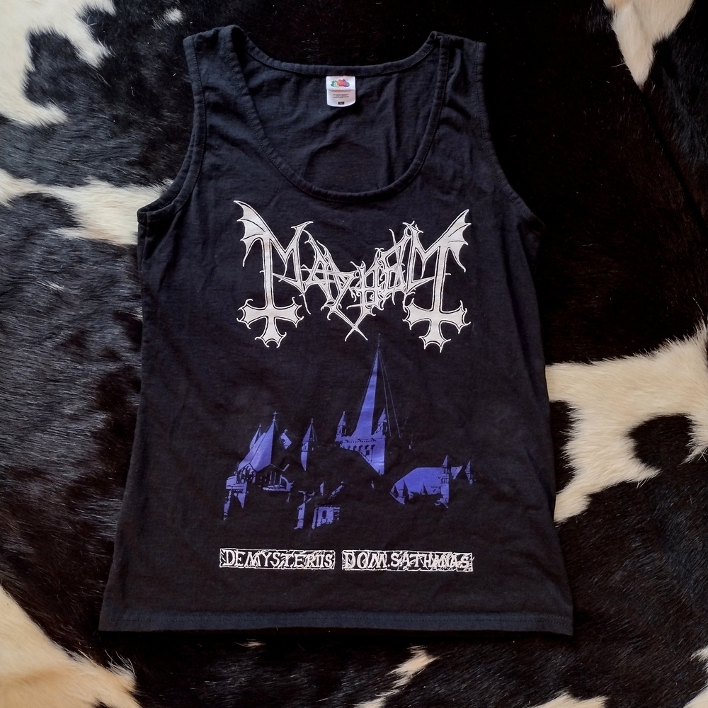Mayhem Mysteriis Dom Sathanas Black Metal Women's Tank Top 90s Band Shirt